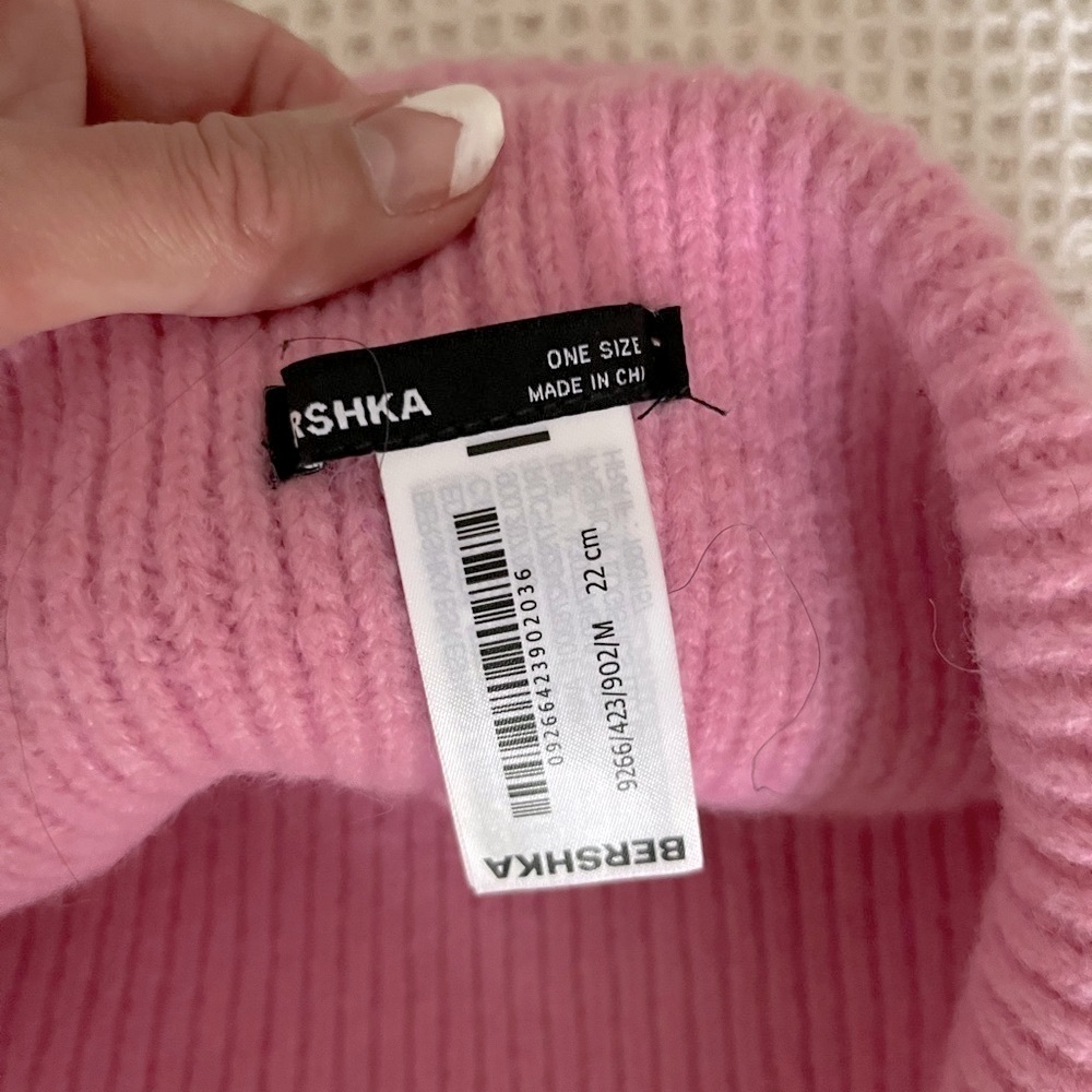 Pink Ribbed Knit Beanie - Picture 5 of 9